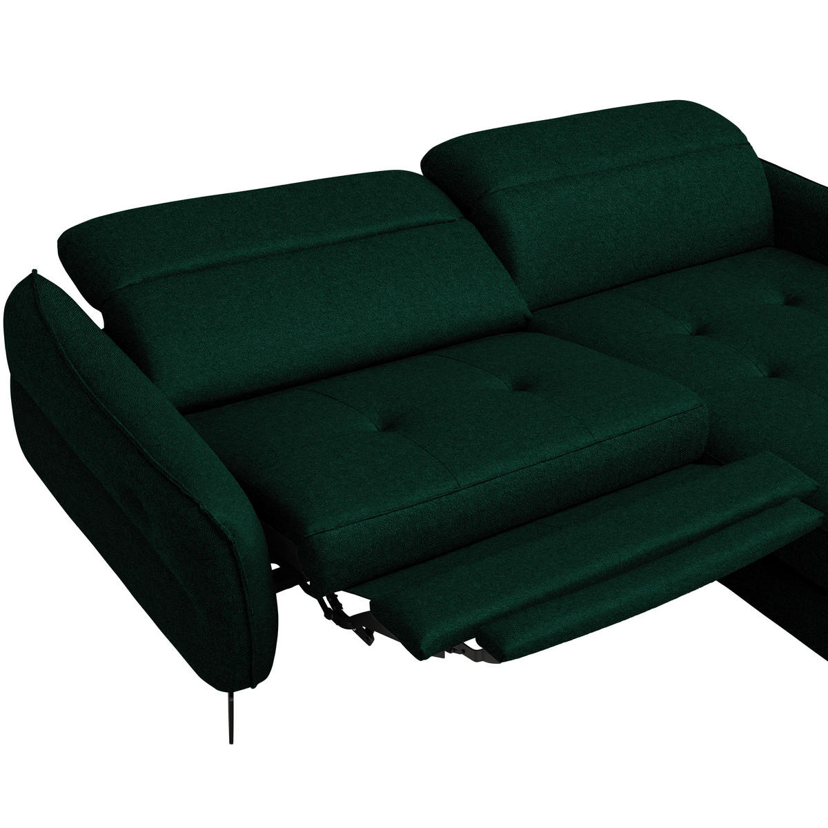 ECKSOFA MANTA in Flachgewebe Waldgrün  246/175 cm  - Waldgrün/Schwarz, Design, Textil/Metall (246/175cm) - Celina