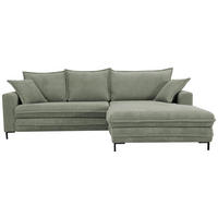 ECKSOFA Grün Bettkasten, Schlaffunktion, Liegefläche im Originalstoff  - Schwarz/Grün, Design, Textil/Metall (272/174cm) - MID.YOU