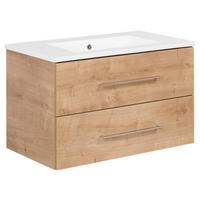 WASCHTISCHKOMBI 82 cm  - Eichefarben/Silberfarben, MODERN, Keramik/Holzwerkstoff (82cm) - MID.YOU