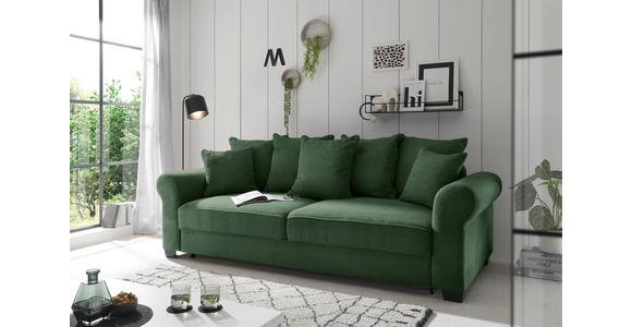 SCHLAFSOFA mit Stoffauswahl, Liegefunktion, Rücken echt Cord Dunkelgrün - Dunkelgrün/Schwarz, KONVENTIONELL, Kunststoff/Textil (247/95/125cm) - Hom`in