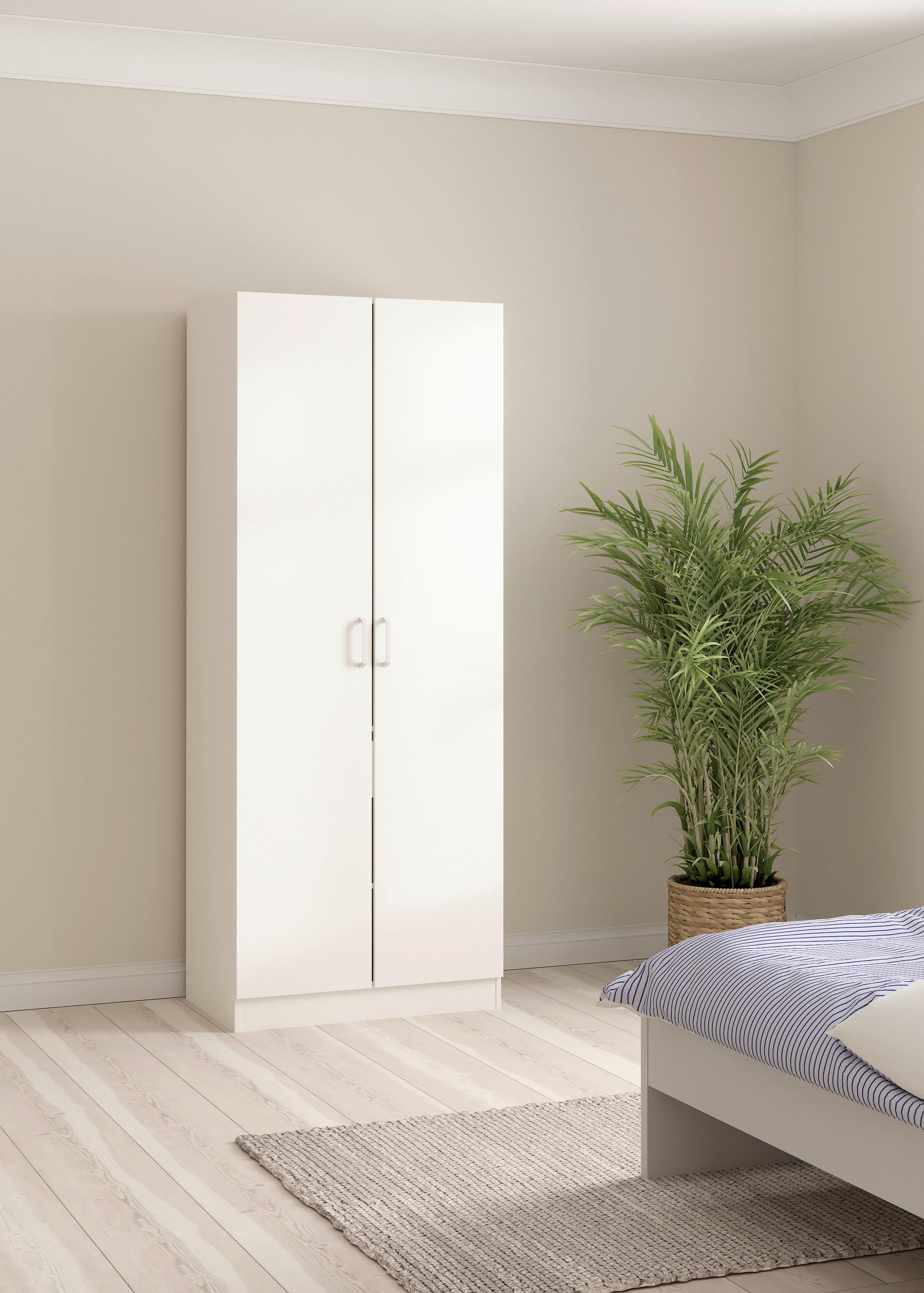 ŠATNÍ SKŘÍŇ S OTOČNÝMI DVEŘMI, bílá, 78,5/200,4/49,75 cm - bílá, Moderní, kov/kompozitní dřevo (78,5/200,4/49,75cm) - MID.YOU