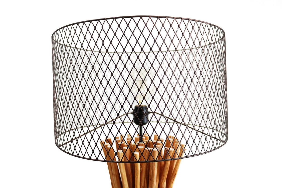 STEHLEUCHTE  35/149/35 cm   - Schwarz/Naturfarben, Design, Holz/Metall (35/149/35cm) - P & B