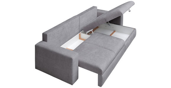 ECKSOFA in Chenille Grau  - Schwarz/Grau, KONVENTIONELL, Kunststoff/Textil (292/150cm) - Hom`in