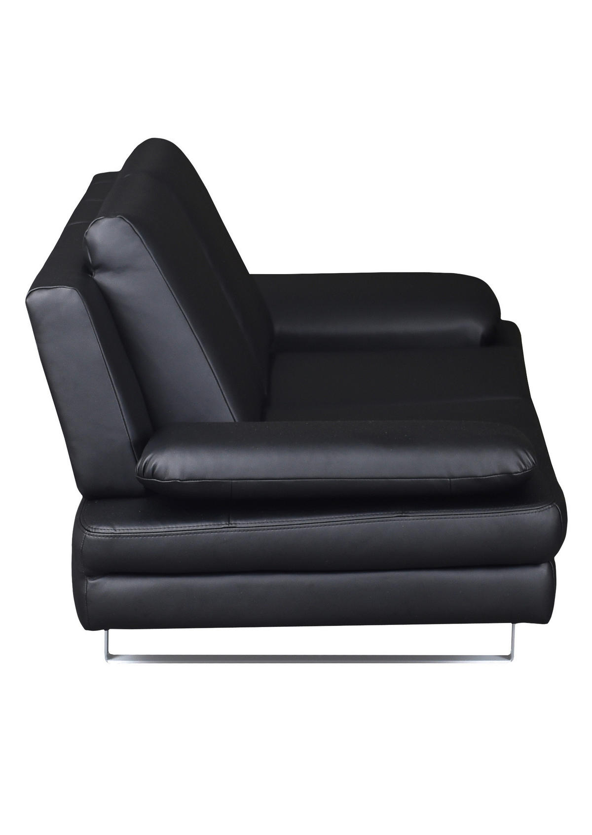 2-SITZER-SOFA in Lederlook Schwarz  - Schwarz/Grau, Design, Textil/Metall (198/78/88cm) - MID.YOU