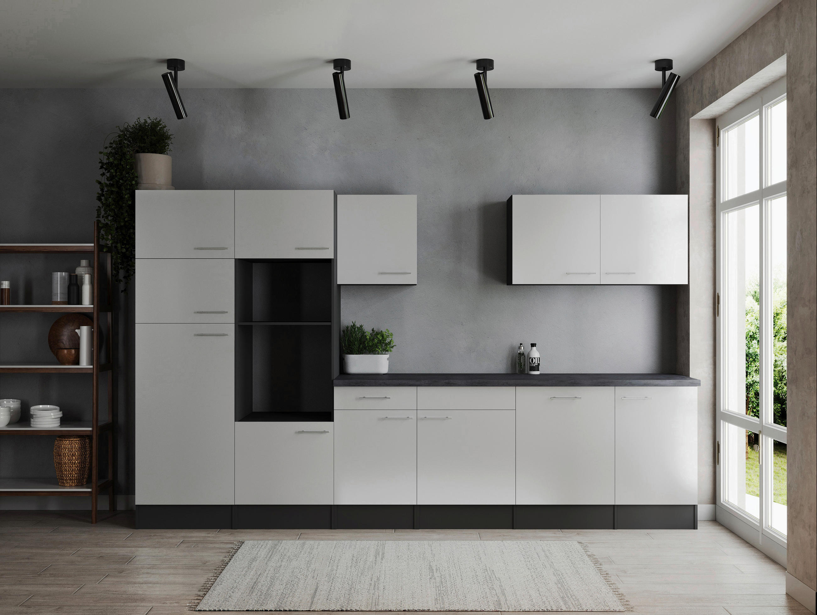 MODULKÖK UTAN VITVAROR 340 cm   i grå, vit  - vit/silver, Design, metall/trämaterial (340cm) - Respekta