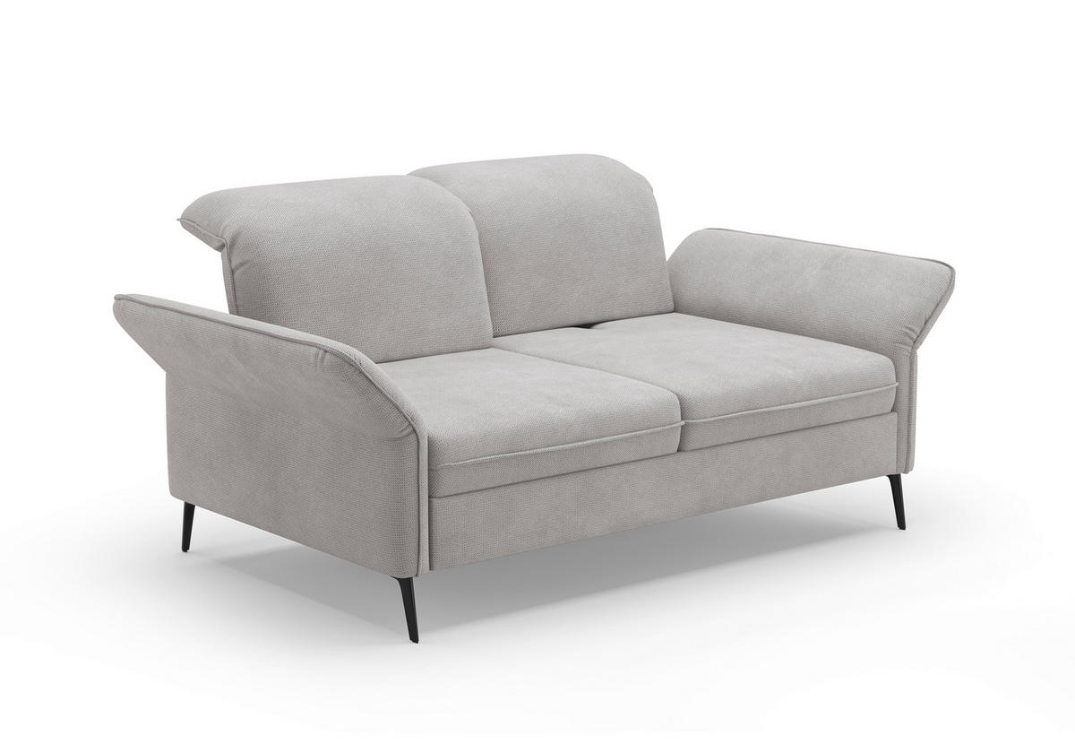 2,5-SITZER in Flachgewebe Silberfarben  - Silberfarben/Schwarz, KONVENTIONELL, Textil/Metall (189/92/123cm) - Sit & More