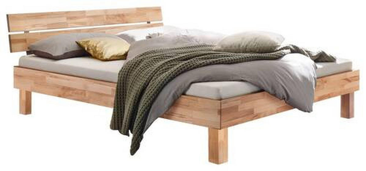 BETT 180/200 cm  in Kernbuche   - Buchefarben/Kernbuche, Natur, Holz (180/200cm) - Hasena