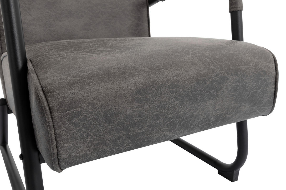 RELAXAČNÍ KŘESLO S TABURETEM, textil, šedá - šedá/černá, Design, kov/textil (80/85/57cm) - Livetastic