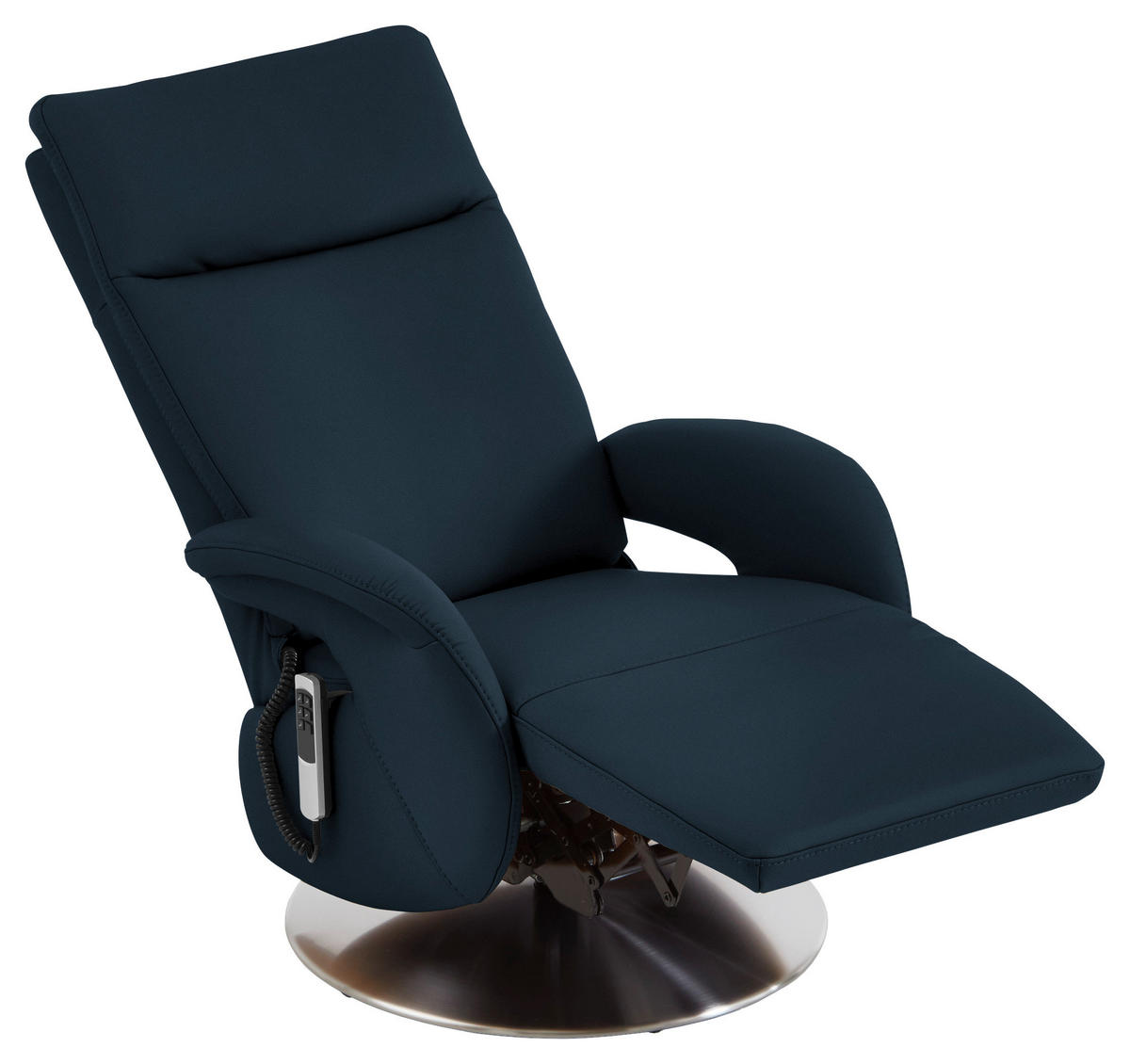 RELAXSESSEL in Leder Dunkelblau  - Edelstahlfarben/Dunkelblau, Design, Leder/Metall (70/108/80cm) - Cantus
