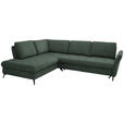 ECKSOFA in Bouclé Grün  - Schwarz/Grün, Natur, Textil/Metall (233/288cm) - Valnatura