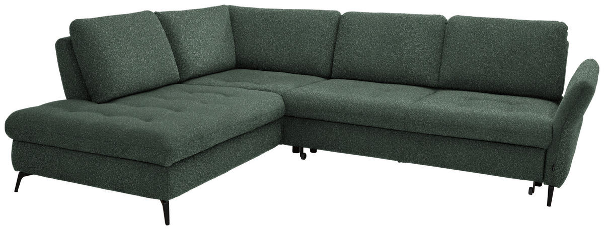 ECKSOFA in Bouclé Grün  - Schwarz/Grün, Natur, Textil/Metall (233/288cm) - Valnatura