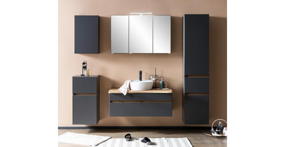 WASCHTISCHKOMBI 101 cm - Graphitfarben/Weiß, Natur, Keramik/Holzwerkstoff (101cm) - Xora