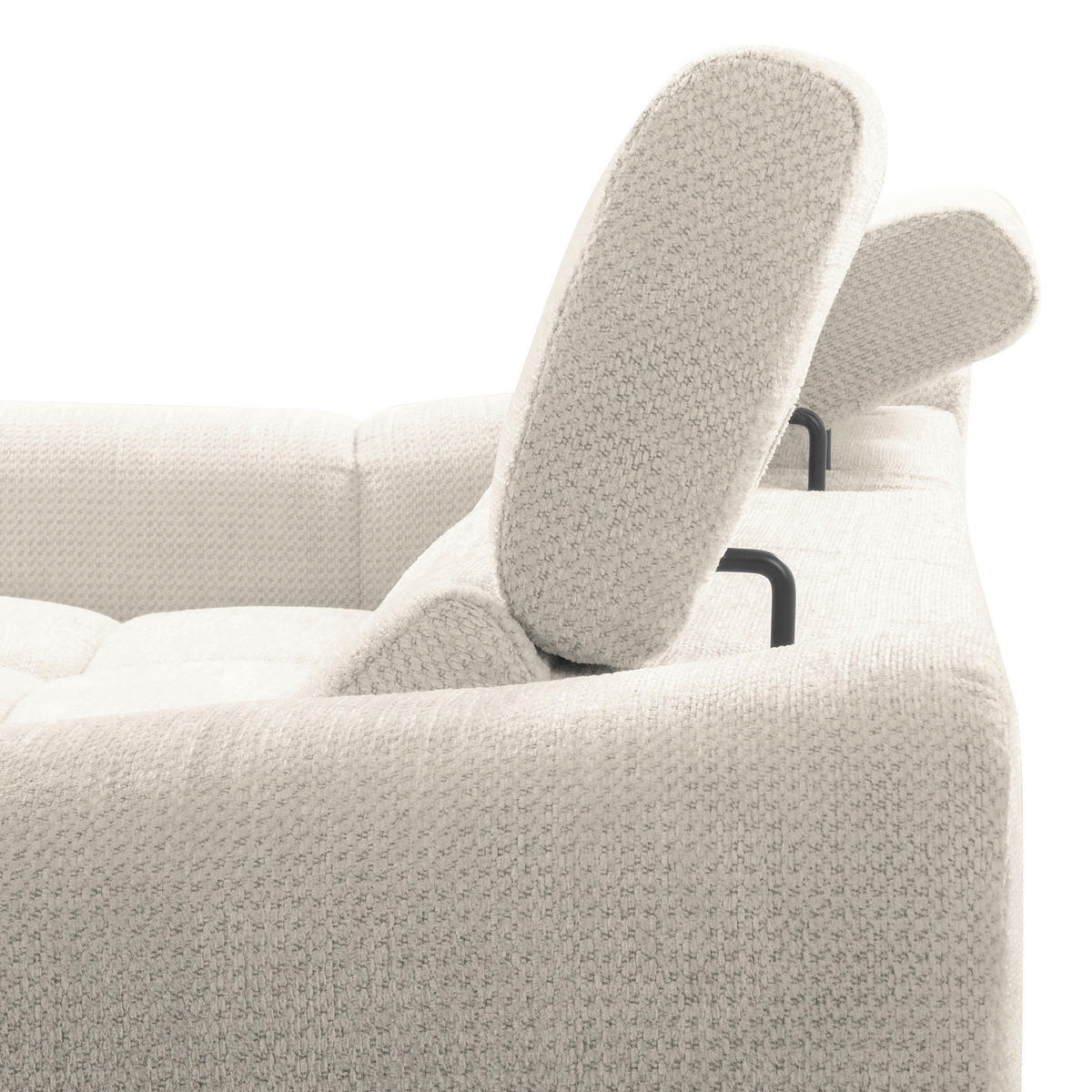 ECKSOFA  Webstoff Weiss  - Weiss/Schwarz, Design, Kunststoff/Textil (177/274cm) - Livetastic