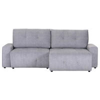 ECKSOFA Velours Grau  - Schwarz/Grau, Konventionell, Kunststoff/Textil (247/156cm) - Carryhome