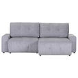 ECKSOFA Grau Velours Rückenkissen, Bettkasten, Schlaffunktion, Rücken echt, Liegefläche im Originalstoff  - Schwarz/Grau, KONVENTIONELL, Kunststoff/Textil (247/156cm) - Carryhome
