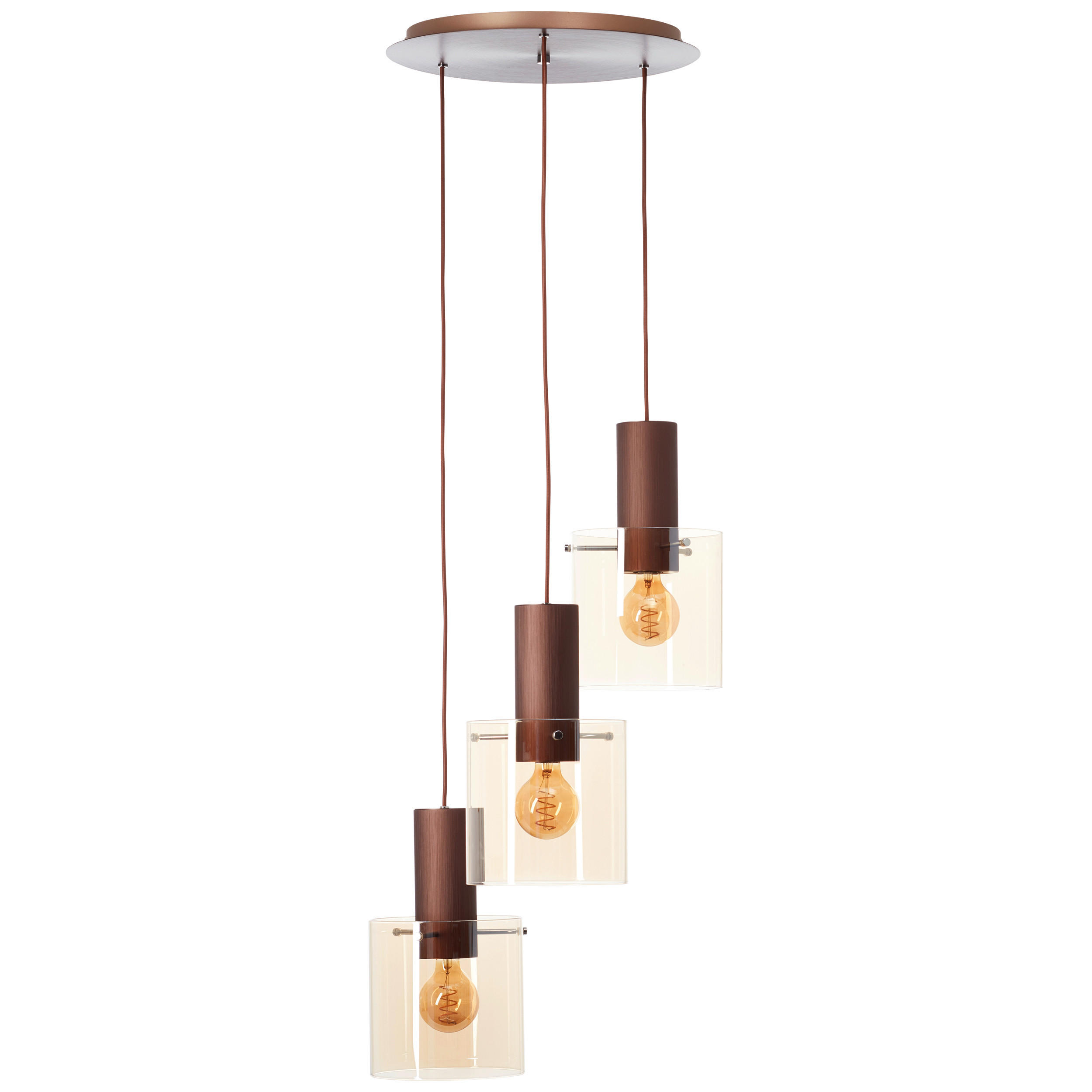 Dieter Knoll Hängeleuchte Alesund Braun, Bernstein 200 cm