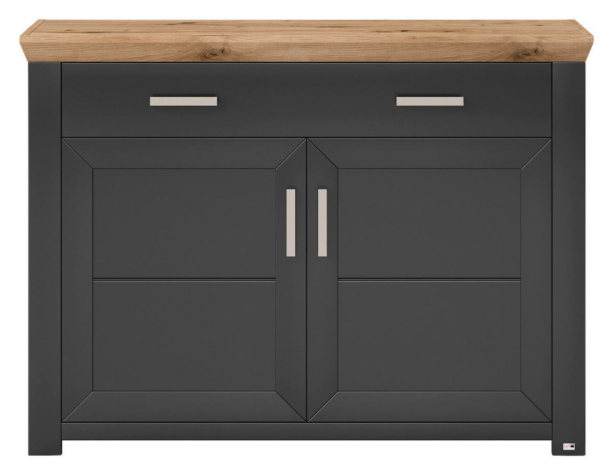 SIDEBOARD  in 129,3/94,6/44,2 cm  - Graphitfarben/Eiche Artisan, Design, Holzwerkstoff/Metall (129,3/94,6/44,2cm) - SetOne by Musterring