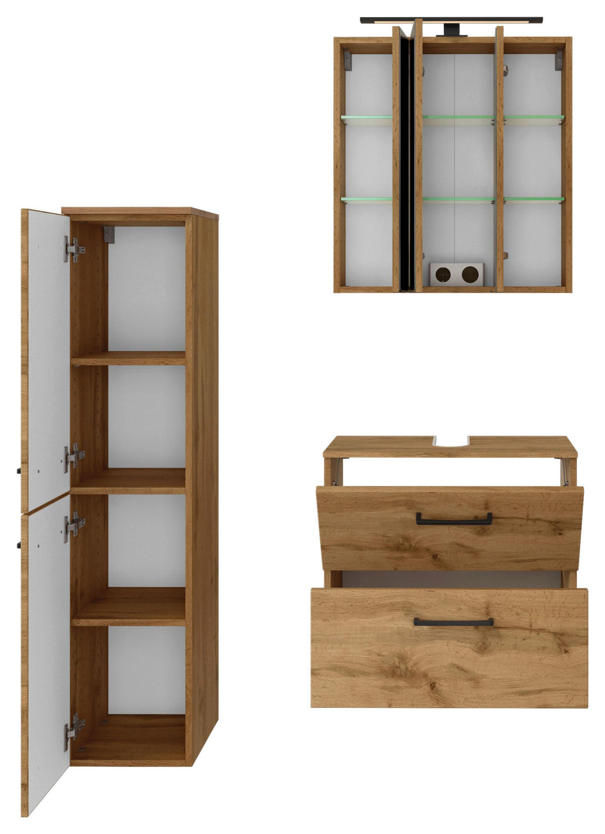 BADEZIMMER  in 90 cm  - Eichefarben, MODERN, Holzwerkstoff (90cm) - Held