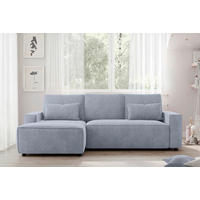 ECKSCHLAFSOFA  mit Rücken echt Chenille Hellblau  - Schwarz/Hellblau, MODERN, Kunststoff/Textil (154/247cm) - Livetastic