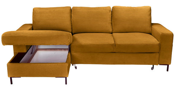 ECKSOFA Currygelb Cord  - Currygelb/Schwarz, KONVENTIONELL, Textil/Metall (150/240cm) - Carryhome