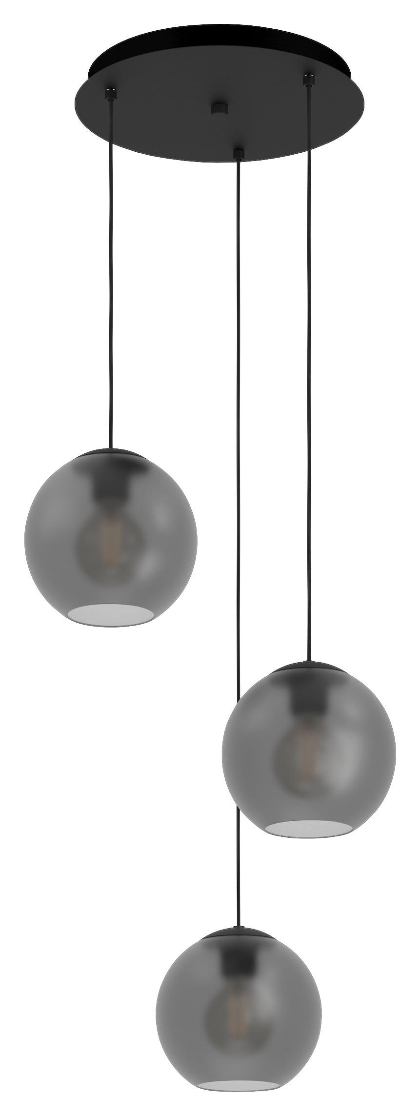 HÄNGELEUCHTE 39,5/42/150 cm  - Schwarz/Grau, Design, Glas/Metall (39,5/42/150cm)