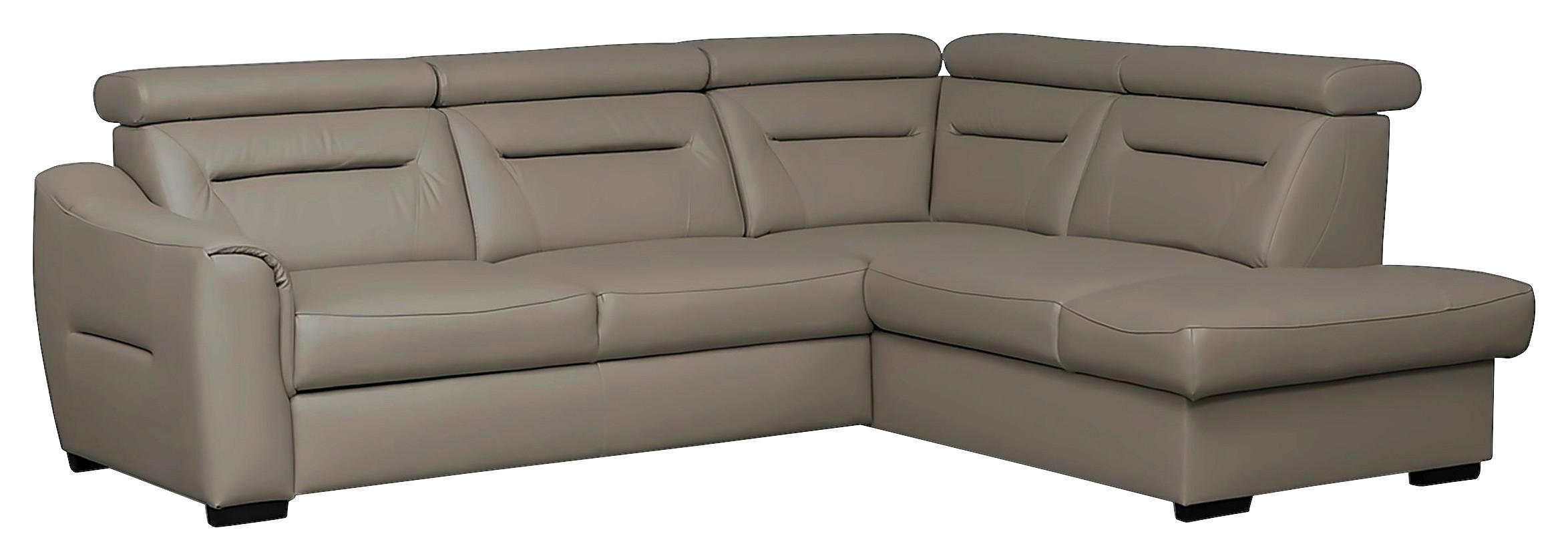 ECKSOFA Lederlook Echtleder Schlammfarben  - Wengefarben/Schlammfarben, Design, Leder/Holz (260/212cm) - Celina Home