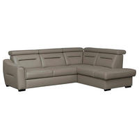 ECKSOFA Lederlook Echtleder Schlammfarben  - Wengefarben/Schlammfarben, Design, Leder/Holz (260/212cm) - Celina Home