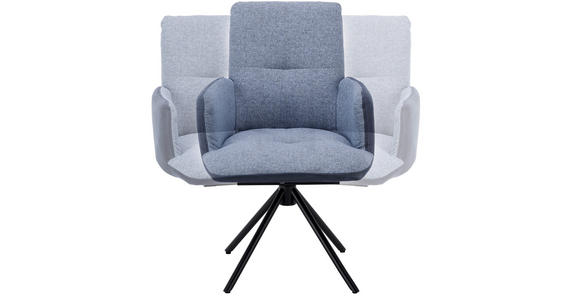 ARMLEHNSTUHL in Stahl Flachgewebe - Blau/Anthrazit, Design, Textil/Metall (58/91/62cm) - Dieter Knoll