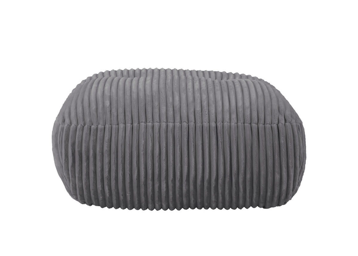 HOCKER BE FLUFFY Cord Grau  - Schwarz/Grau, MODERN, Kunststoff/Textil (92/46/74cm) - Trendmanufaktur