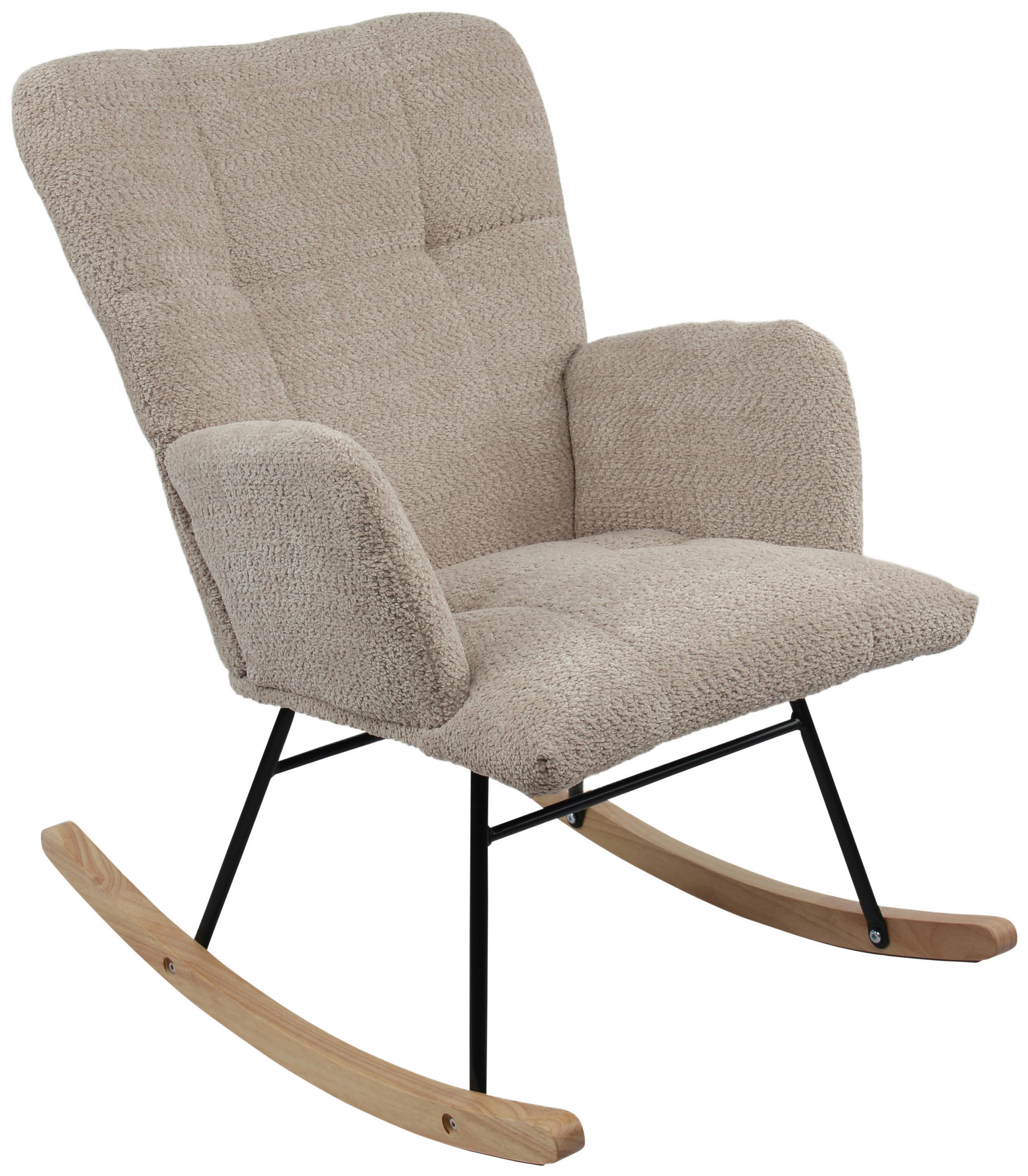 SCHAUKELSTUHL in Bouclé Braun  - Braun/Naturfarben, Basics, Holz/Textil (62/90/52cm) - P & B