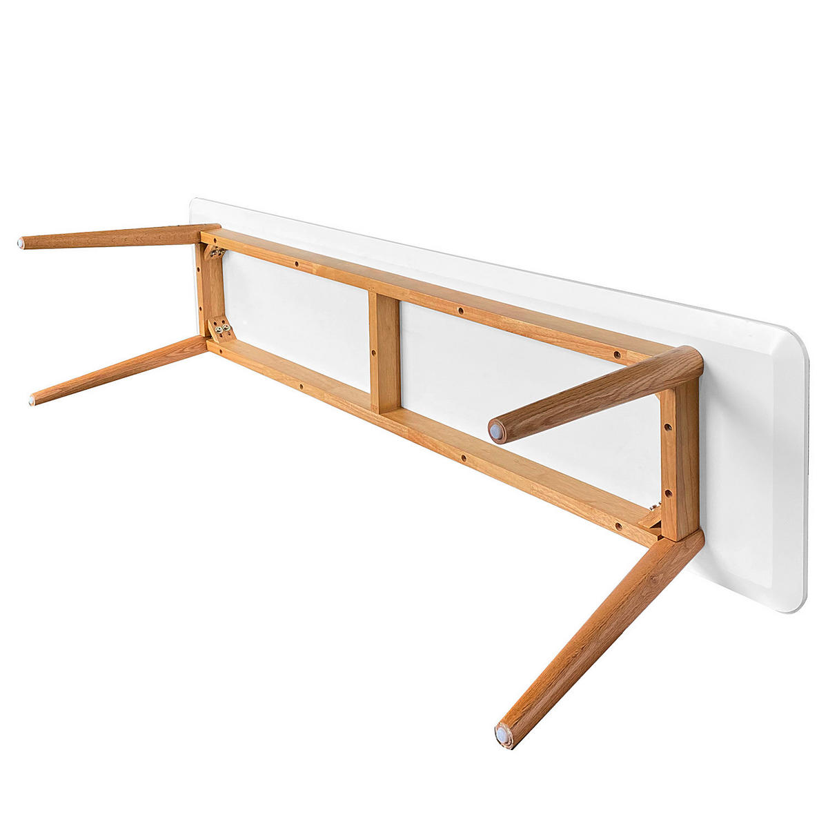 SITZBANK 160/46/40 cm Weiß, Eichefarben Eiche massiv  - Eichefarben/Weiß, MODERN, Holz (160/46/40cm) - home24