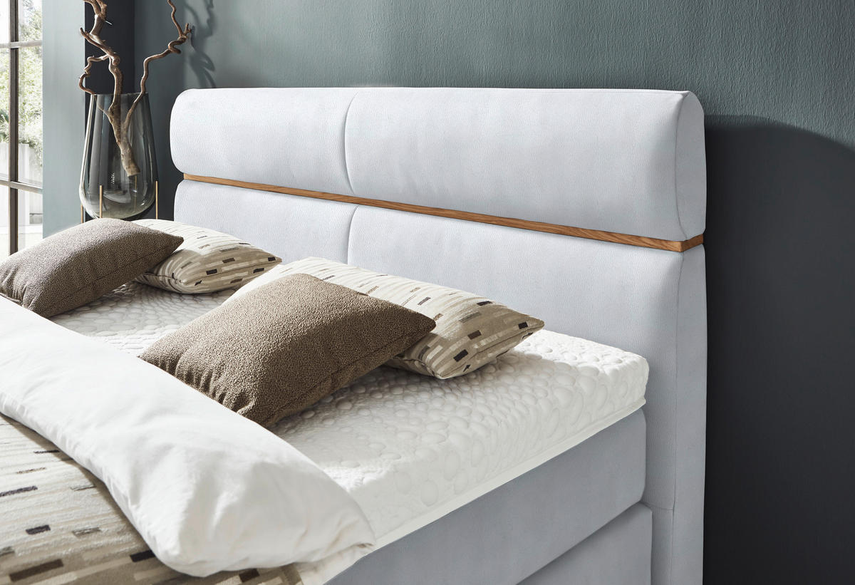 BOXSPRINGBETT 180/200 cm  in Eichefarben, Hellgrau  - Eichefarben/Hellgrau, Konventionell, Holz/Kunststoff (180/200cm) - Dieter Knoll