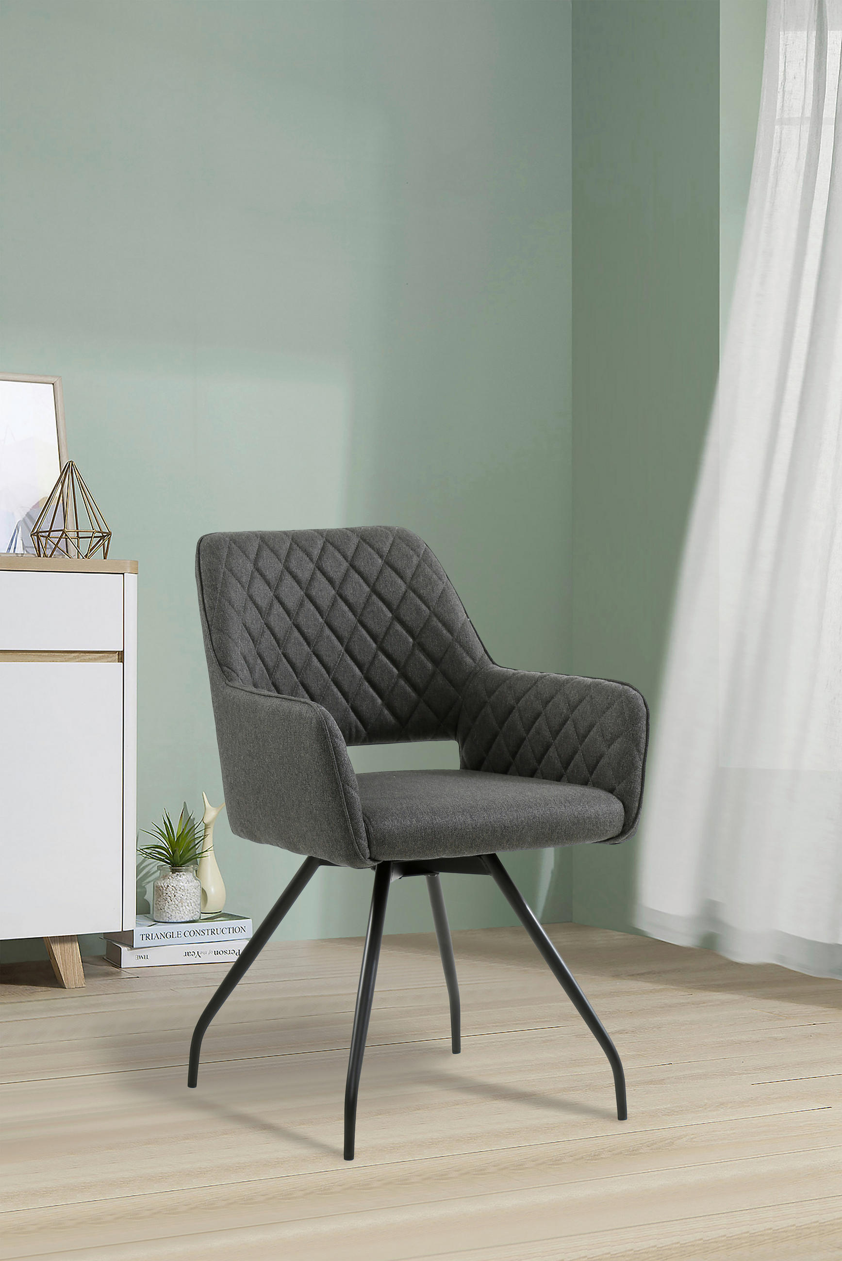 ARMLEHNSTUHL  in Eisen Leinenoptik  - Graubraun/Schwarz, KONVENTIONELL, Holz/Textil (57/85.5/60cm) - MID.YOU