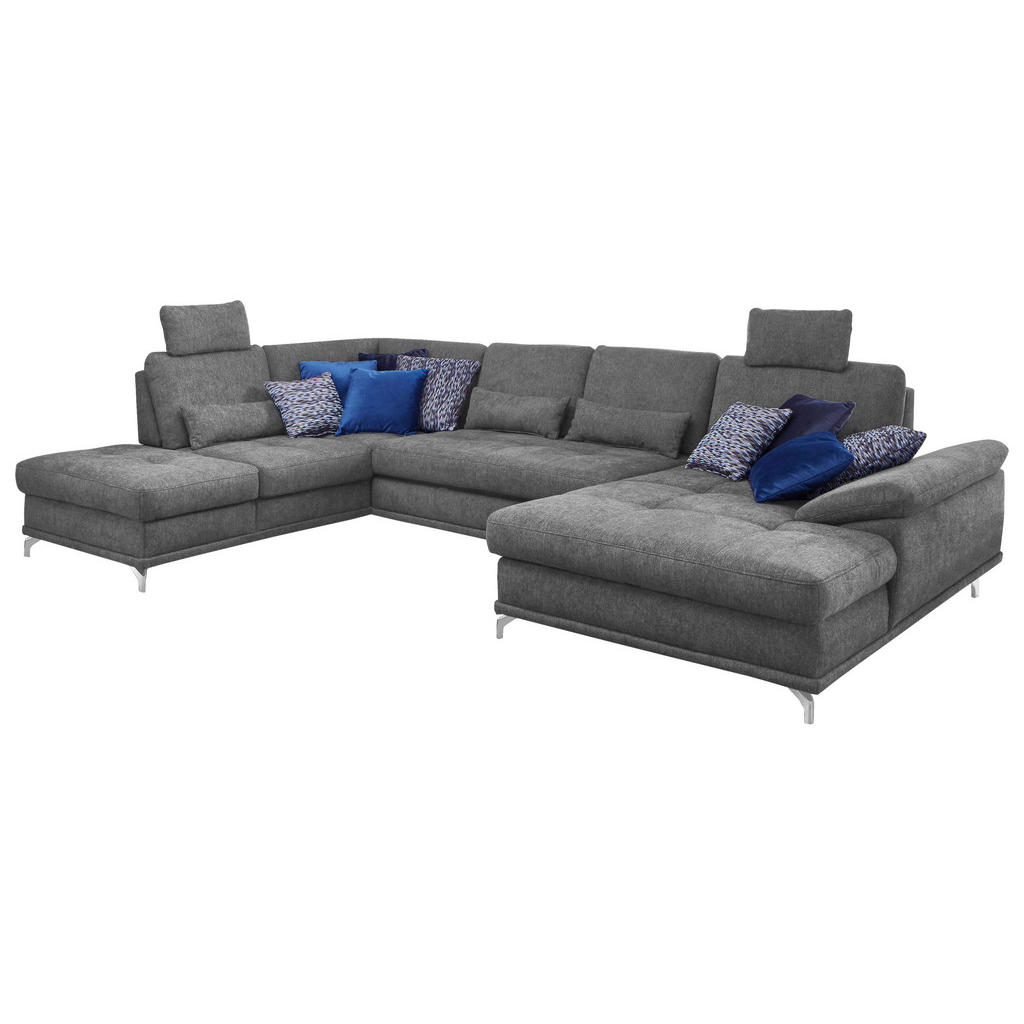 Thumbnail - Sit & More Wohnlandschaft, Grau, Textil, 7-Sitzer, U-Form, Ottomane links, 363x223 cm, Goldenes M, DGM-Klimapakt, Oeko-T...