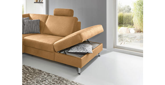 ECKSOFA in Mikrofaser Honig 275/242 cm - Alufarben/Honig, Design, Textil/Metall (275/242cm) - Dieter Knoll