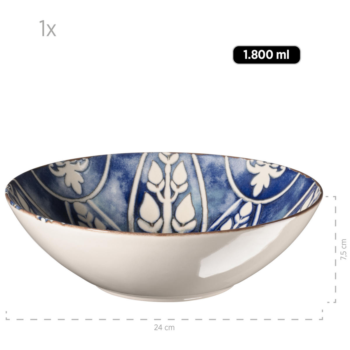 SALATSET  Iberico Blue 5-teilig  - Blau/Weiß, Basics, Keramik (36,5/36,5/31,5cm) - Mäser