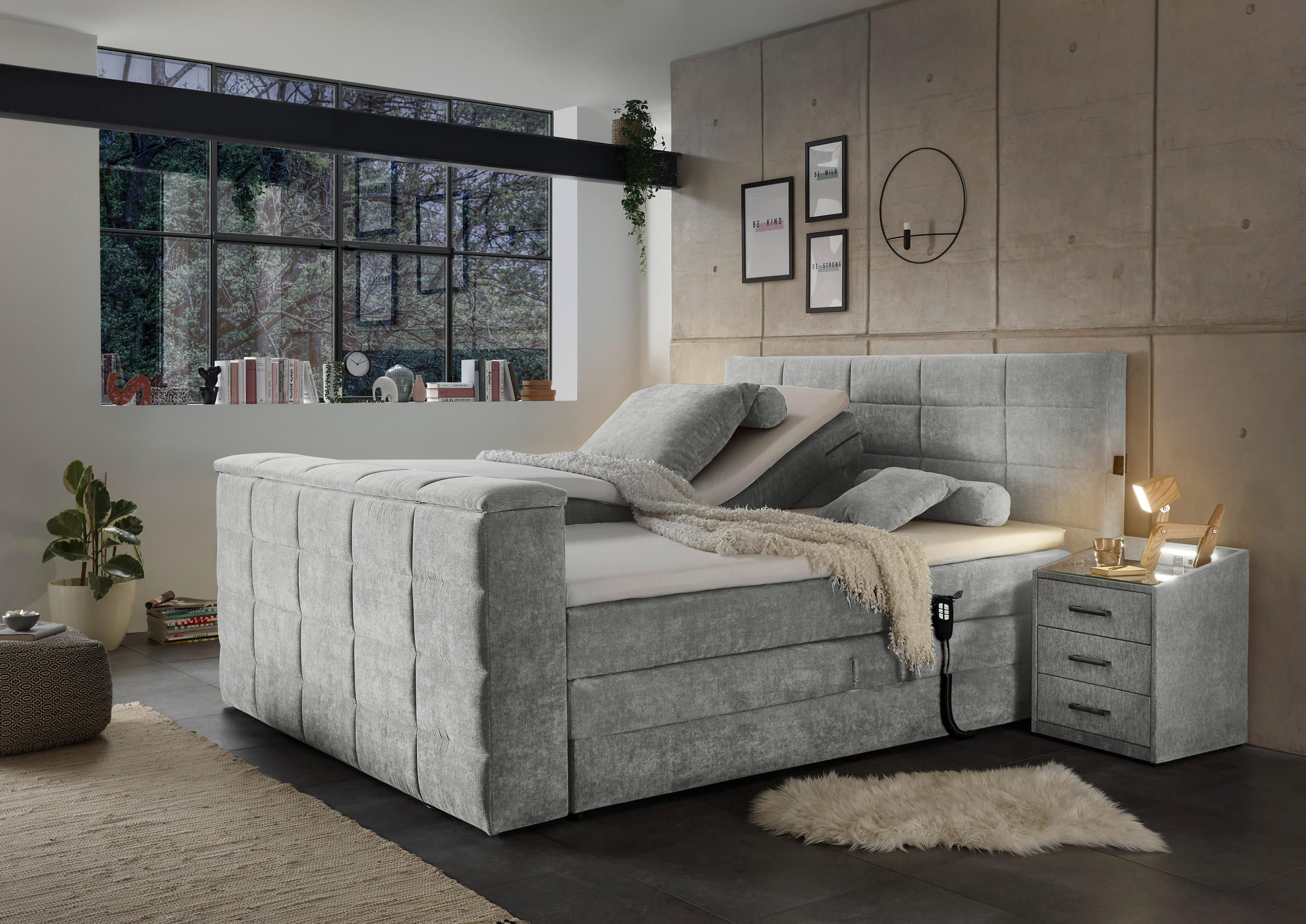BOXSPRING-ÁGY 180/200 cm  iszap  - iszap, Konventionell, textil (180/200cm) - Carryhome
