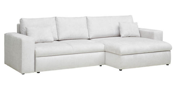 ECKSOFA in Chenille Weiß  - Schwarz/Weiß, KONVENTIONELL, Kunststoff/Textil (292/150cm) - Hom`in