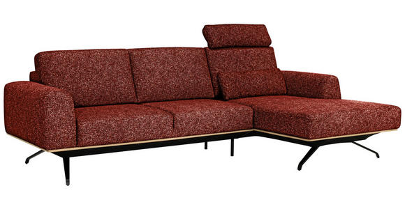 ECKSOFA Rostfarben Struktur  - Rostfarben/Schwarz, Design, Textil/Metall (262/157cm) - Novel