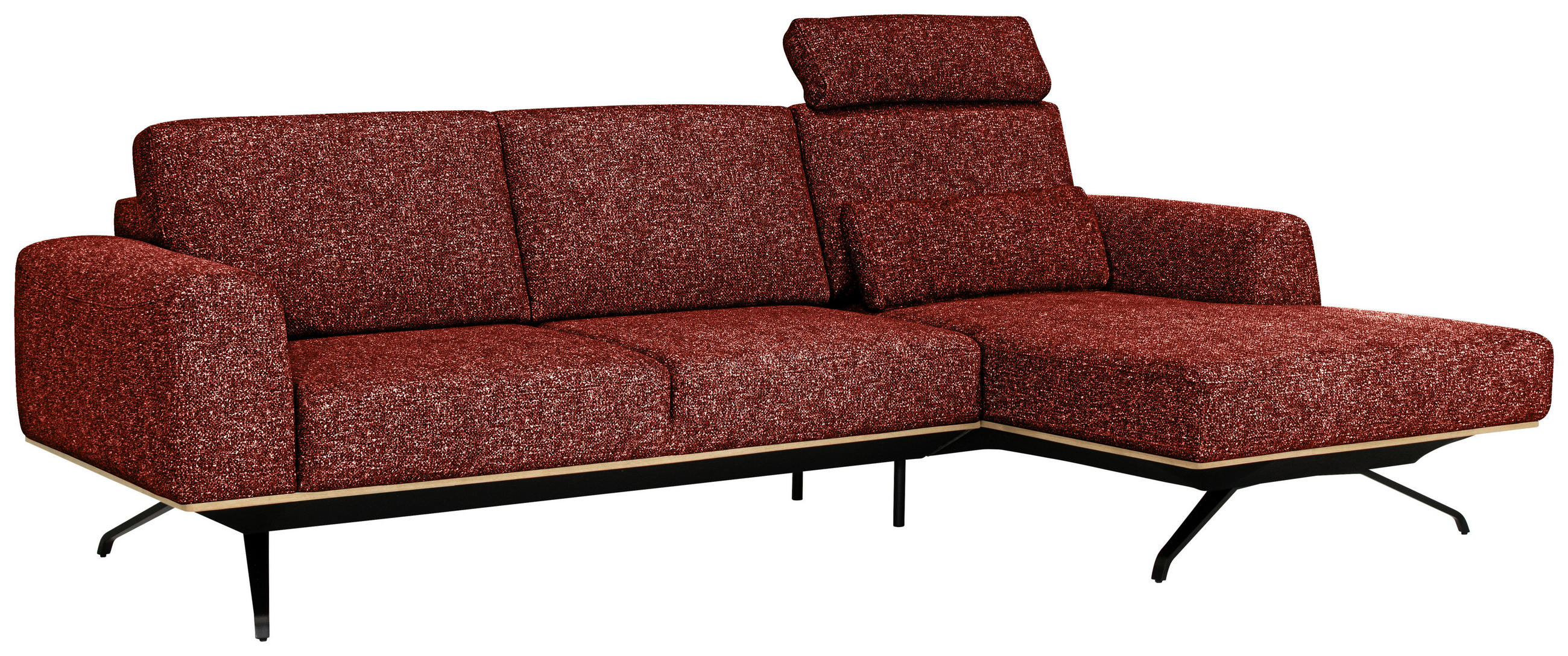 ECKSOFA Rostfarben Struktur  - Rostfarben/Schwarz, Design, Textil/Metall (262/157cm) - Novel