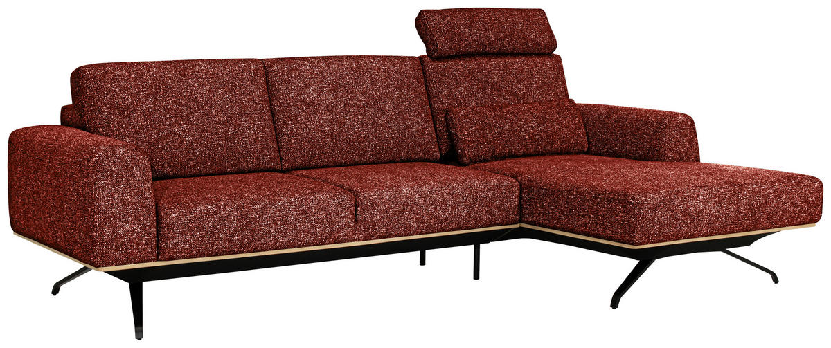 ECKSOFA in Struktur Rostfarben  - Rostfarben/Schwarz, Design, Textil/Metall (262/157cm) - Novel