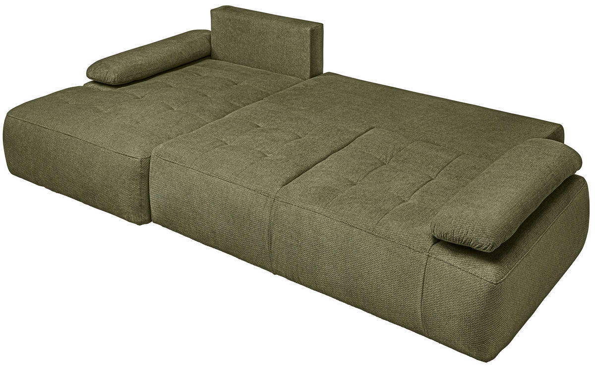 ECKSOFA Olivgrün Webstoff  - Schwarz/Olivgrün, KONVENTIONELL, Kunststoff/Textil (162/282cm) - Carryhome