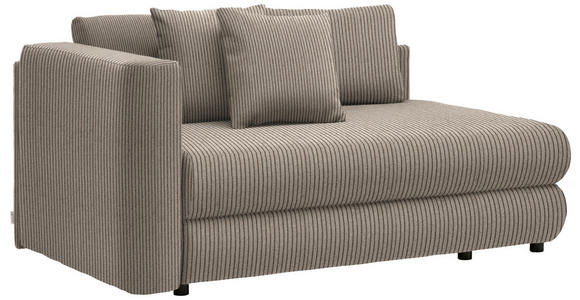 RÉCAMIERE in Cord Taupe - Taupe/Schwarz, Design, Kunststoff/Textil (171/71-88/93cm) - Cantus