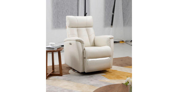 FERNSEHSESSEL m. Relaxfunktion Kombination Echtleder/Lederlook Lederlook Beige - Beige/Schwarz, Design, Leder/Kunststoff (82/107/94cm) - Cantus