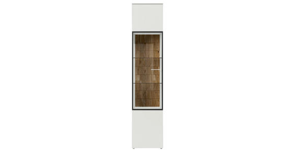 VITRINE  in massiv Eiche Weiß, Eichefarben - Eichefarben/Weiß, Design, Glas/Holz (45/215/42cm) - Moderano