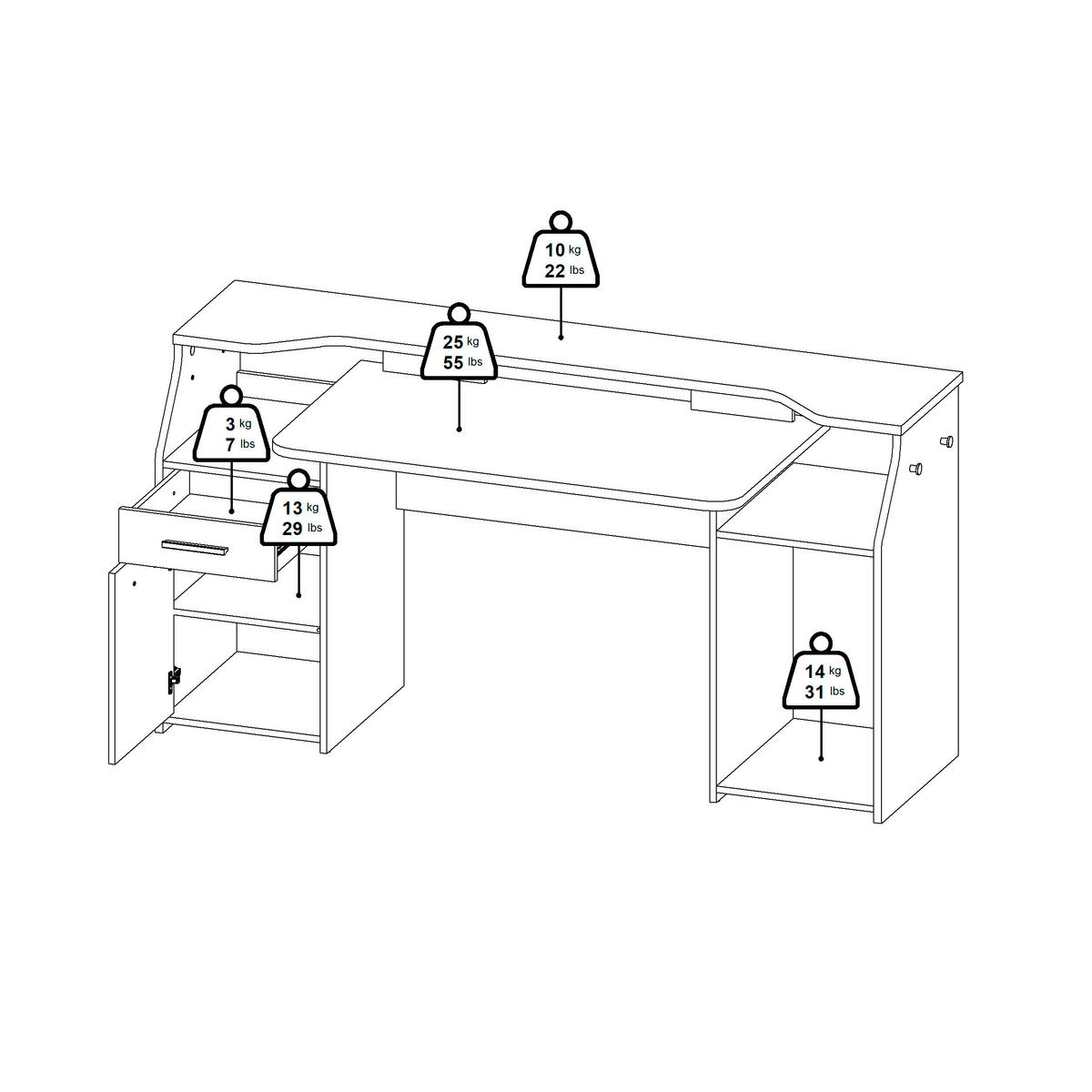 GAMINGTISCH 171/48/89,2 cm  in Grau  - Schwarz/Grau, Modern, Holzwerkstoff/Metall (171/48/89,2cm) - MID.YOU