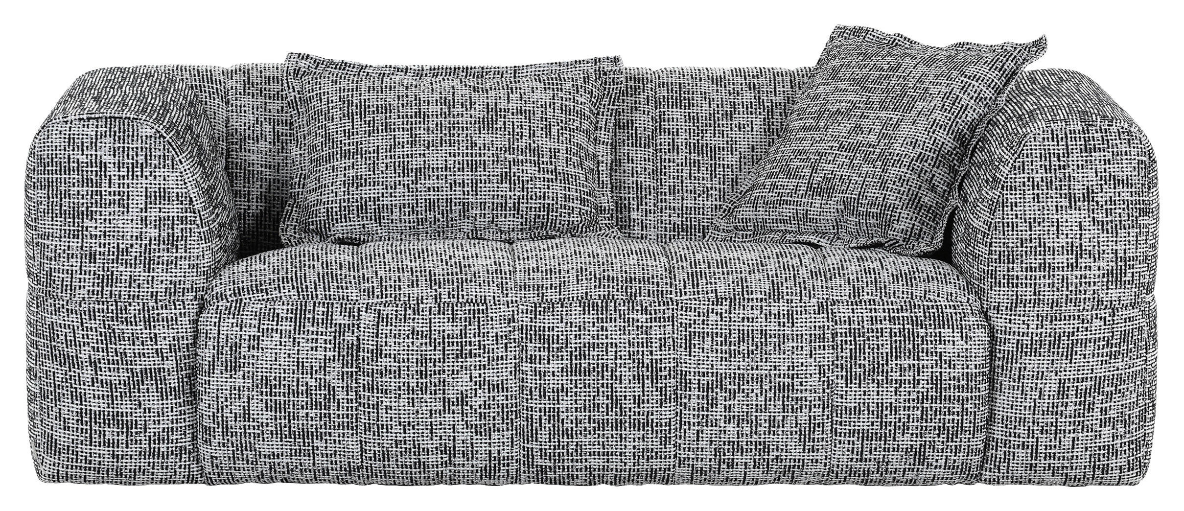 3-SITZER-SOFA in Chenille Grau, Schwarz, Weiß  - Schwarz/Weiß, Design, Kunststoff/Textil (205/70/109cm)