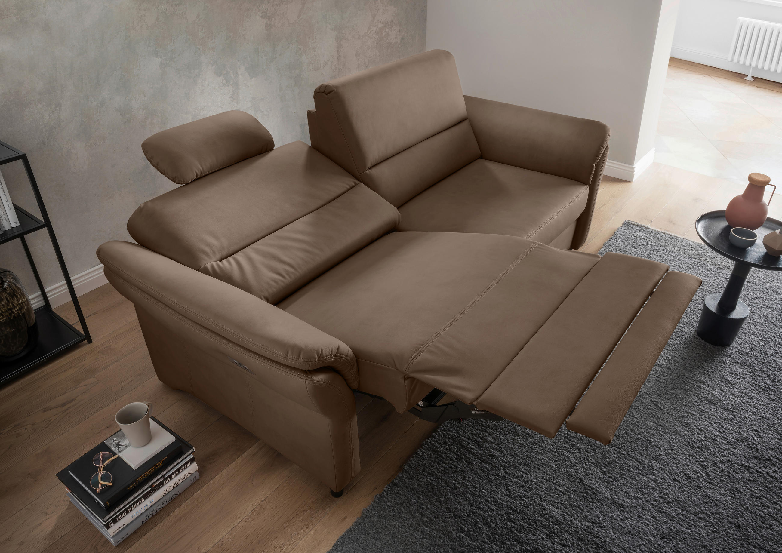 3-SITZER-SOFA in Lederlook Braun  - Schwarz/Braun, MODERN, Holz/Textil (192/90/89cm) - Livetastic