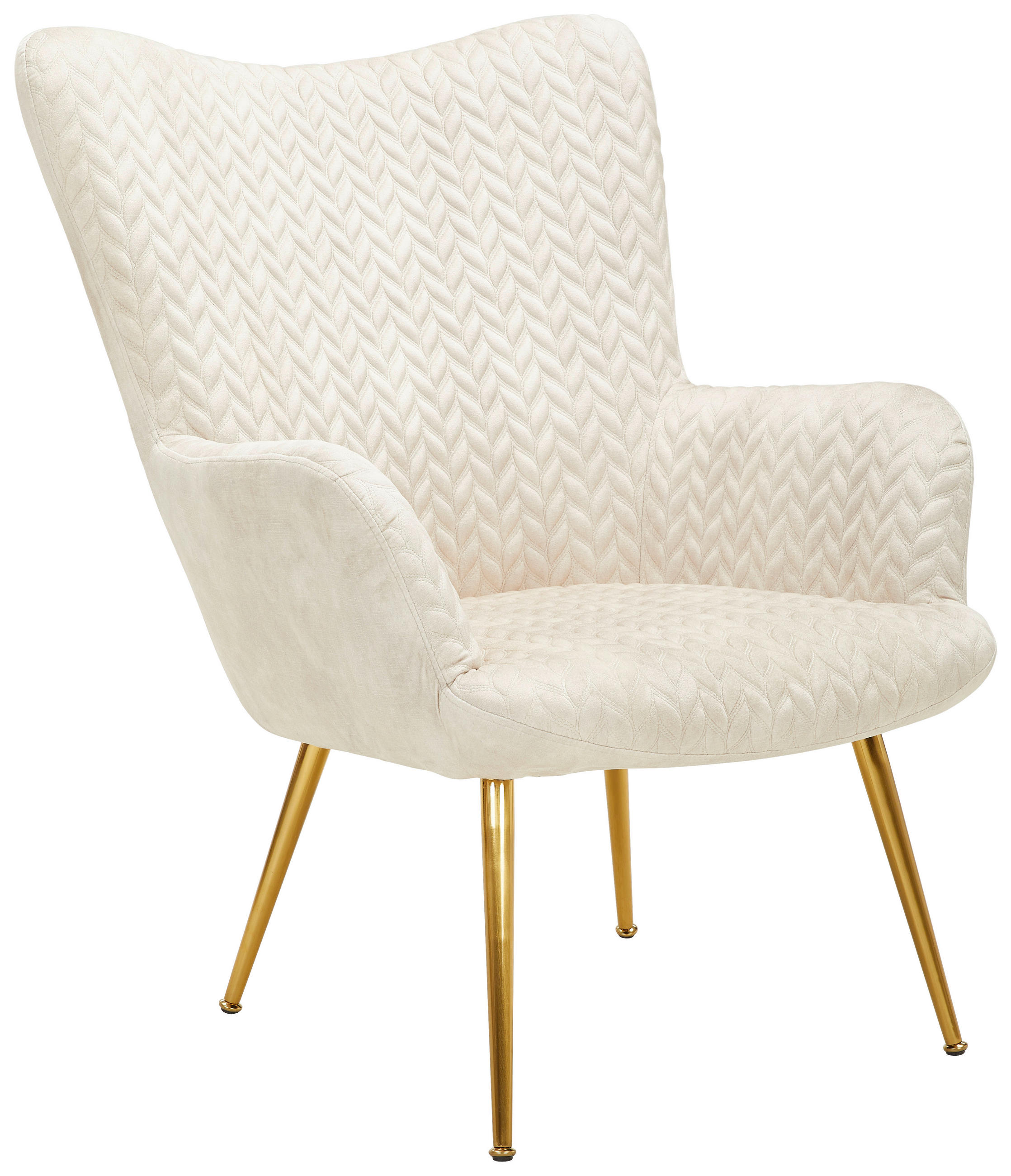 ÖRONLAPPSFÅTÖLJ i vävt tyg beige  - beige/guldfärgad, Design, metall/textil (74/96/83cm) - Ambia Home