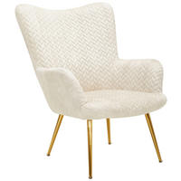 KRESLO UŠIAK, kov, textil, béžová - zlatá/béžová, Design, kov/textil (74/96/83cm) - Ambia Home